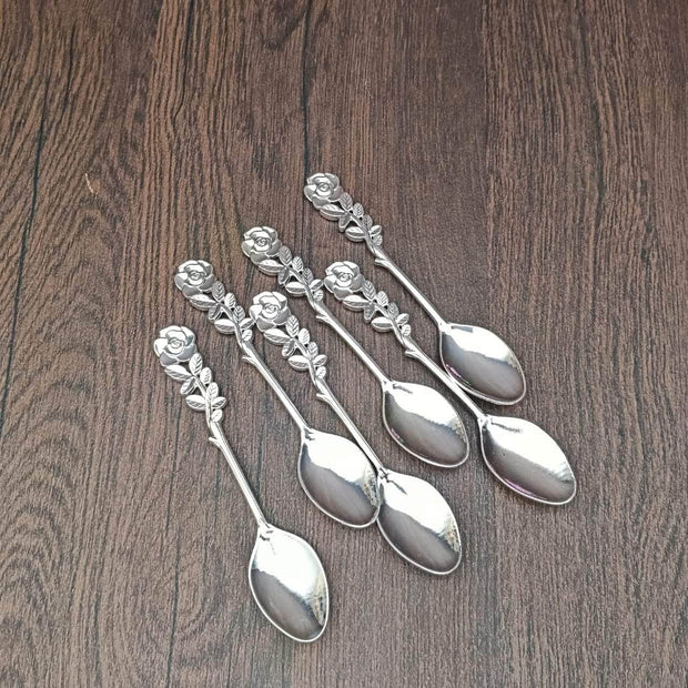 onesilver.in german silver GS Floral Spoon Set of 6