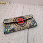 onesilver leather bag Middle Round Sign Floral Sunshine Womens Wallet