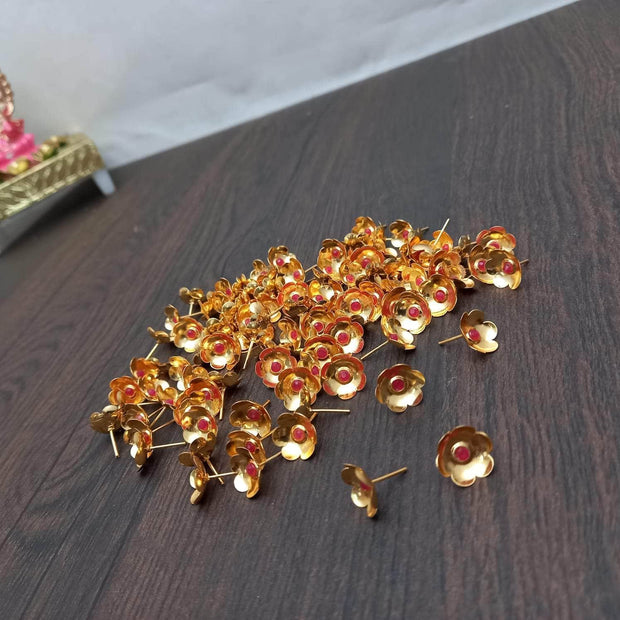 onesilver deepa GS 108 Gold Red Flowers set