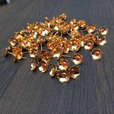 onesilver deepa GS 108 Gold Red Flowers set