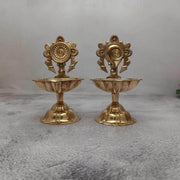 onesilver deepam Brass Shanku Chakra Deepa 11cm