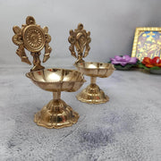 onesilver deepam Brass Shanku Chakra Deepa 11cm