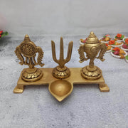 onesilver deepam Brass Shanku Chakra Deepa With Stand