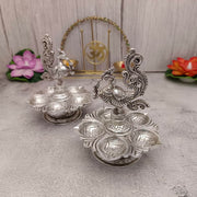 onesilver german silver Antique Nakashi Mayuri Deepa Pair 5" Antique Nakashi Mayuri Deepa Pair 5"