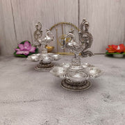 onesilver german silver Antique Nakashi Mayuri Deepa Pair 5" Antique Nakashi Mayuri Deepa Pair 5"