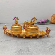 onesilver.in 24k gold coated sindur Dabbi Peacock Ruby Stone Sindur Dabbi Tray Peacock Ruby Stone Sindur Dabbi Tray