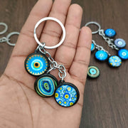 onesilver.in 3 in 1 Evil Eye Key Chain Multi Evil Eye Key Chain Multi