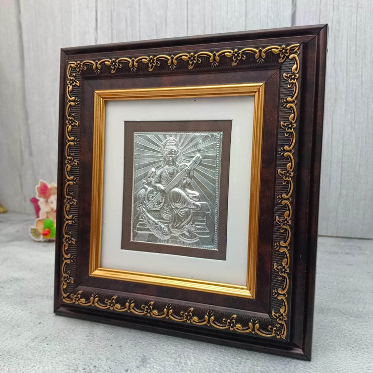 onesilver.in 999 silver photo frame 999 Silver Saraswati Frame