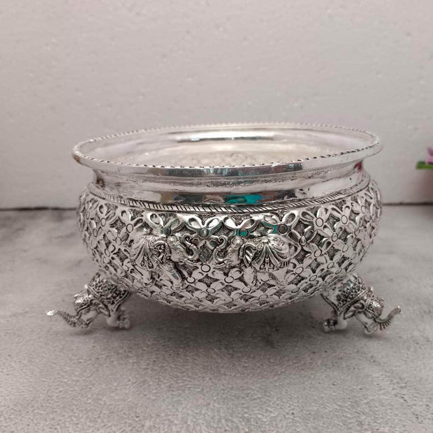 onesilver.in Antique Elephant Designer Stand Urli Antique Elephant Designer Stand Urli