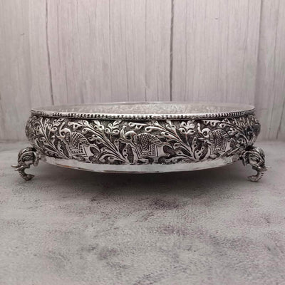 onesilver.in Antique Floral Designer Elephant Stand Urli