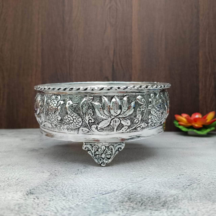 onesilver.in Antique silver urli Antique Round Floral Svastik Urli