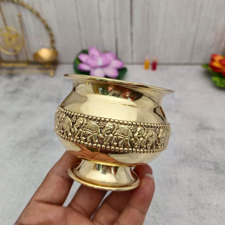 onesilver.in brass Brass Elephant Kumkum Pot 1Pc Brass Elephant Kumkum Pot 1Pc