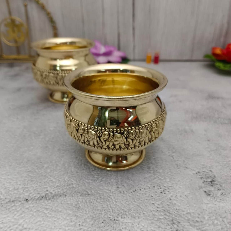 onesilver.in brass Brass Elephant Kumkum Pot 1Pc Brass Elephant Kumkum Pot 1Pc