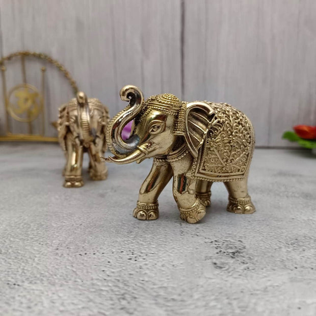 onesilver.in Brass god idol Brass Elephant Idol 2.5" Inches Pair Brass Elephant Idol 2.5" Inches Pair