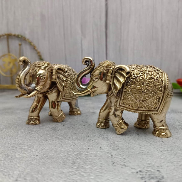 onesilver.in Brass god idol Brass Elephant Idol 2.5" Inches Pair Brass Elephant Idol 2.5" Inches Pair
