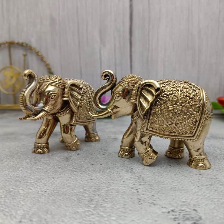 onesilver.in Brass god idol Brass Elephant Idol 2.5" Inches Pair Brass Elephant Idol 2.5" Inches Pair