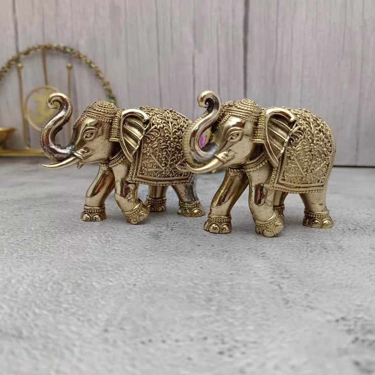 onesilver.in Brass god idol Brass Elephant Idol 2.5" Inches Pair Brass Elephant Idol 2.5" Inches Pair