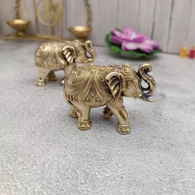 onesilver.in Brass god idol Brass Elephant Idol 5Cm Pair Brass Elephant Idol 5Cm Pair