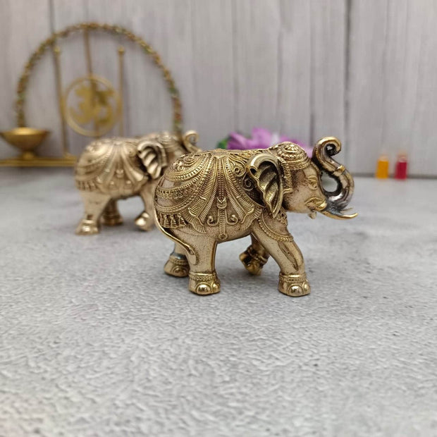 onesilver.in Brass god idol Brass Elephant Idol 5Cm Pair Brass Elephant Idol 5Cm Pair