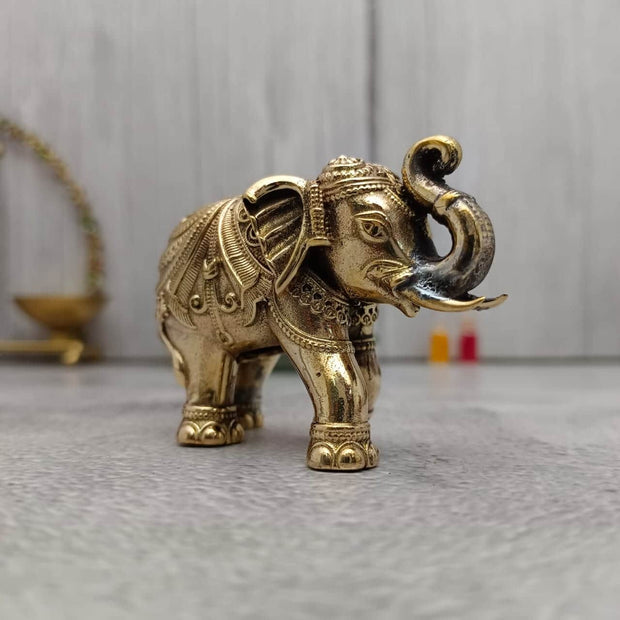 onesilver.in Brass god idol Brass Elephant Idol 5Cm Pair Brass Elephant Idol 5Cm Pair