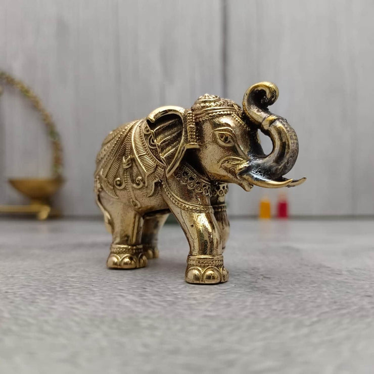 onesilver.in Brass god idol Brass Elephant Idol 5Cm Pair Brass Elephant Idol 5Cm Pair