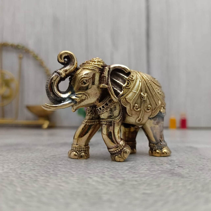 onesilver.in Brass god idol Brass Elephant Idol 5Cm Pair Brass Elephant Idol 5Cm Pair