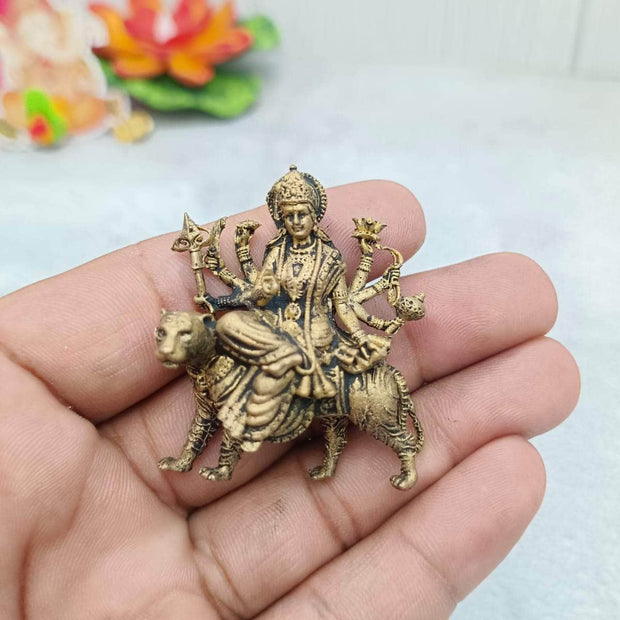 onesilver.in Brass god idol Durga Maa 4cm - 48Gms Brass Idols (Multi)