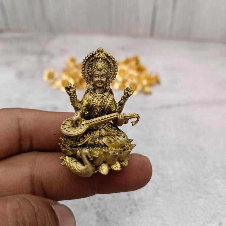 onesilver.in Brass god idol Saraswati Brass Ganesh/Saraswati Idol