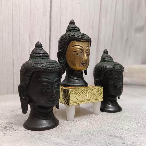 onesilver.in Brass Home Decor Brass Buddha Head Set
