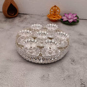 onesilver.in Diya Gs Lotus Diya Tray Set Gs Lotus Diya Tray Set