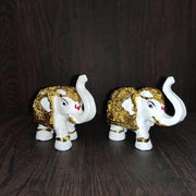 onesilver.in Elephant Idol White Gold Elephant Pair 3"