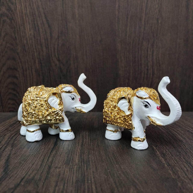 onesilver.in Elephant Idol White Gold Elephant Pair 3"