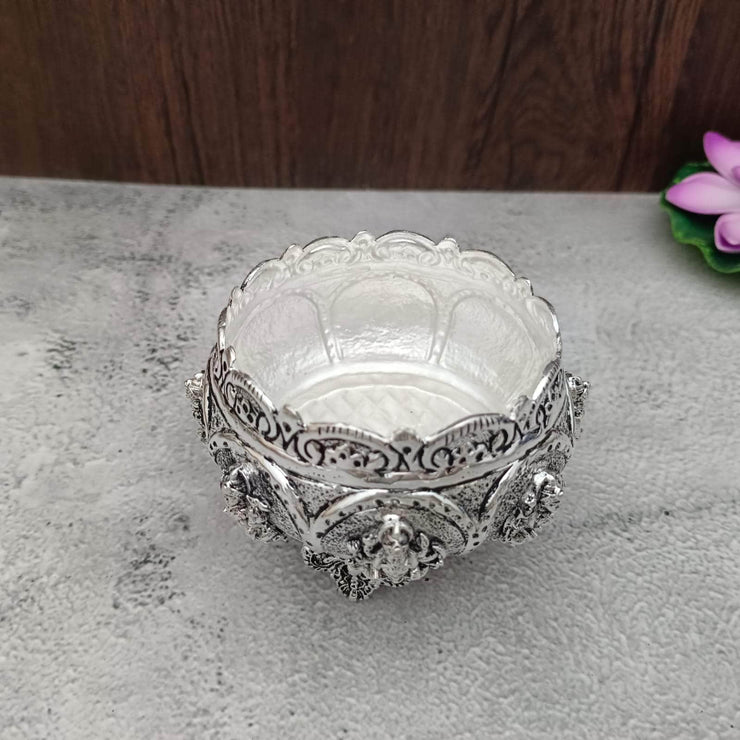onesilver.in german silver Antique Lakshmi Bowl With Stand