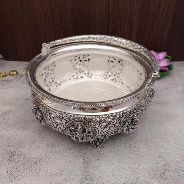 onesilver.in german silver Antique Lakshmi Prasadam Bowl