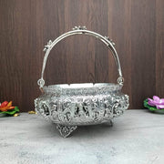 onesilver.in german silver Antique Lakshmi Prasadam Bowl With Stand