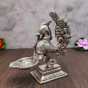 onesilver.in german silver Antique Peacock Diya