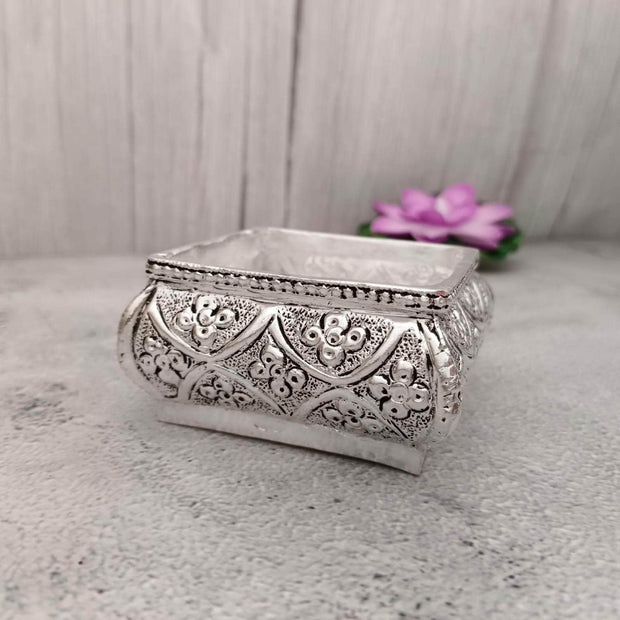 onesilver.in german silver Antique Square Floral Bowl