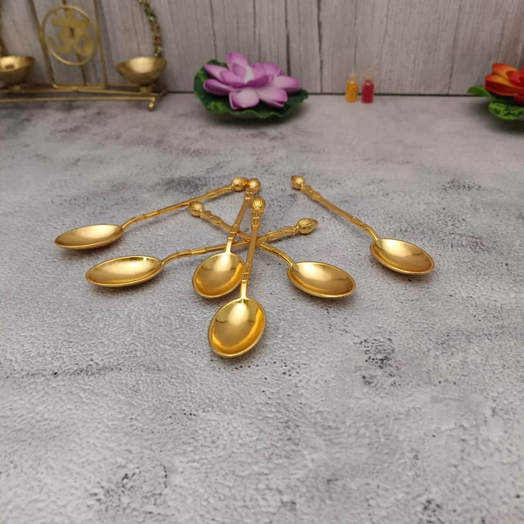 onesilver.in german silver Brass Spoon Set of 6 Brass Spoon Set of 6