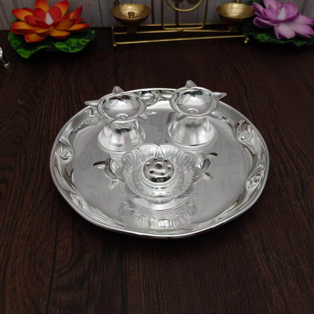 onesilver.in german silver Designer Pooja Set 6" Inches Designer Pooja Set 6" Inches