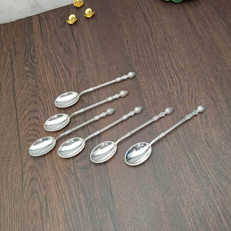 onesilver.in german silver Floral Petal GS Floral Spoon Set of 6 (Multi)