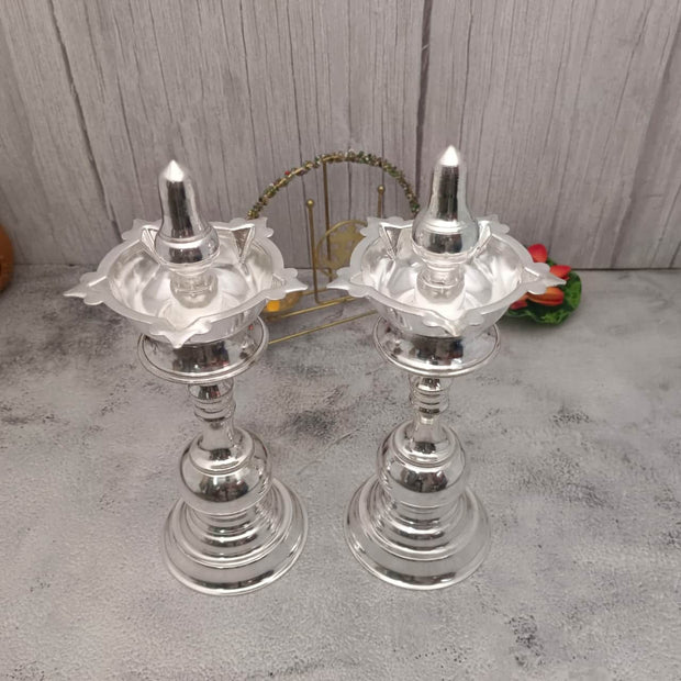 onesilver.in german silver Gopuram Deepam Pair 9" inches Gopuram Deepam Pair 9" inches