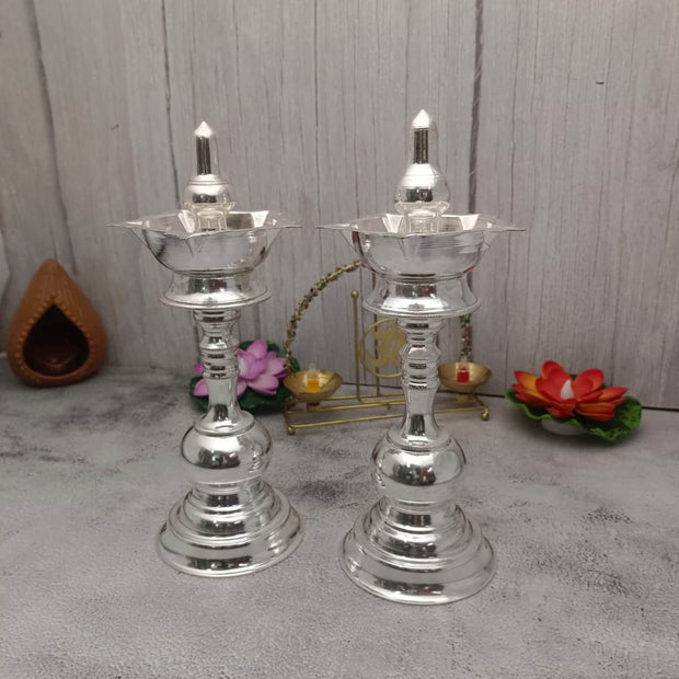 onesilver.in german silver Gopuram Deepam Pair 9" inches Gopuram Deepam Pair 9" inches