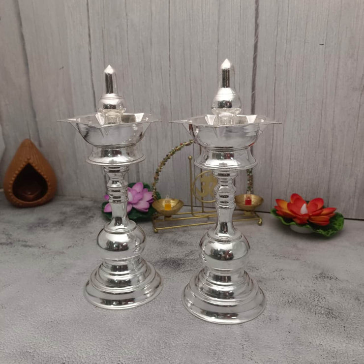 onesilver.in german silver Gopuram Deepam Pair 9" inches Gopuram Deepam Pair 9" inches