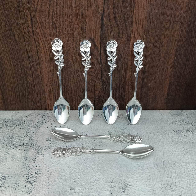 onesilver.in german silver GS Floral Spoon Set of 6