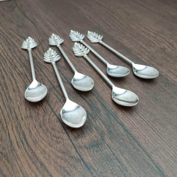 onesilver.in german silver GS Floral Spoon Set of 6 (Multi)