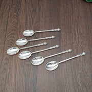 onesilver.in german silver GS Floral Spoon Set of 6 (Multi)