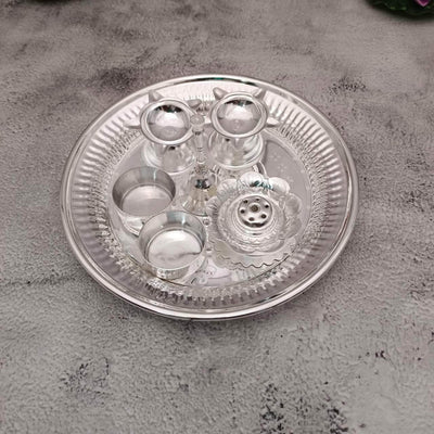 onesilver.in german silver GS Pooja Set 7" inches GS Pooja Set 7" inches