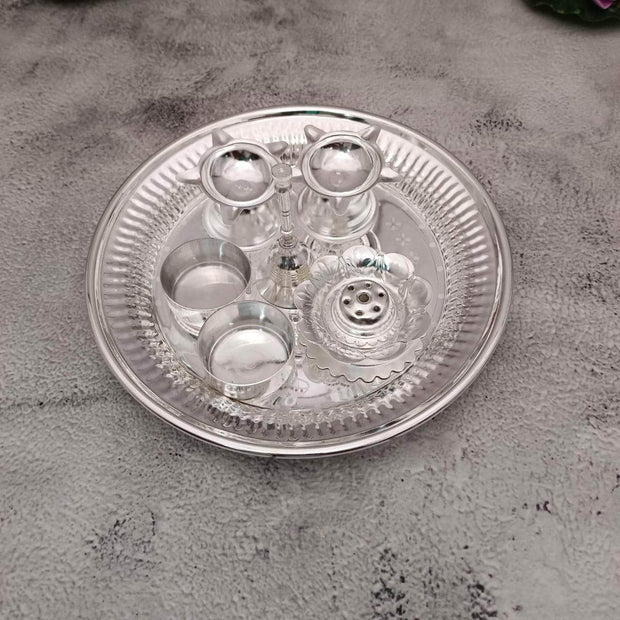 onesilver.in german silver GS Pooja Set 7" inches GS Pooja Set 7" inches