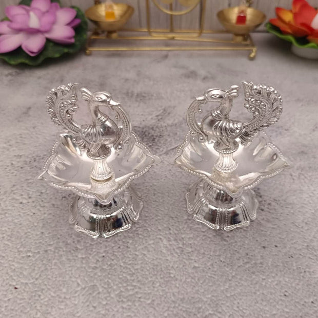 onesilver.in german silver Mayur Tube Deepa Pair 3" inches Mayur Tube Deepa Pair 3" inches