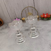 onesilver.in german silver Vathi Floral Deepa Pair 4.5" inches Vathi Floral Deepa Pair 4.5" inches